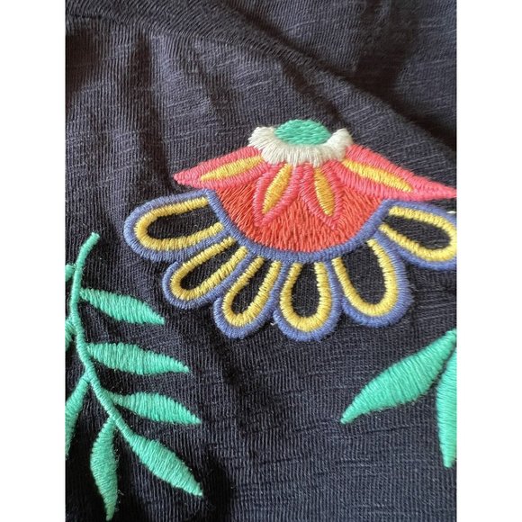 Talbots Dress 3X Blue Embroidered Short Tie Sleeve Cotton Washable - Picture 3 of 14